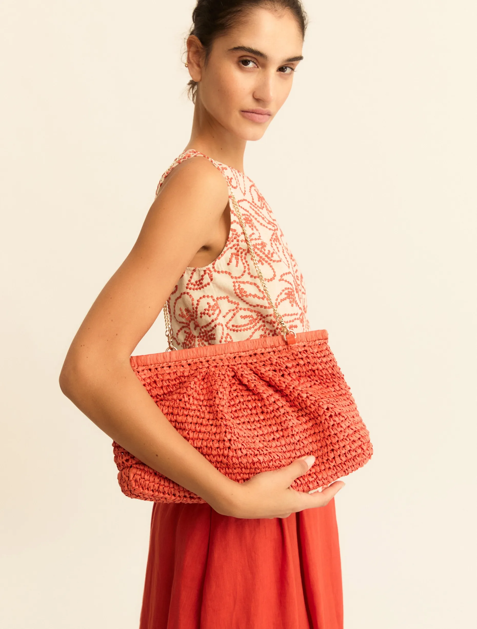 Clutch in rafia - ARANCIO