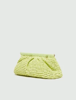 Clutch in rafia - LIME