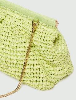 Clutch in rafia - LIME