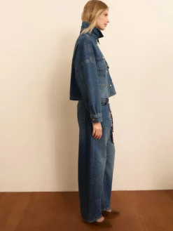 Denim barrel con twilly stampato - BLUE JEANS