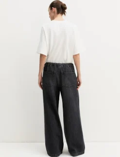 Denim jogger ampio - NERO