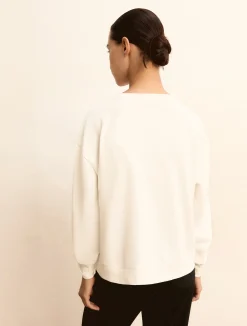 Felpa con ricamo - BIANCO LANA
