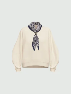 Felpa over con foulard stampato - BIANCO LANA