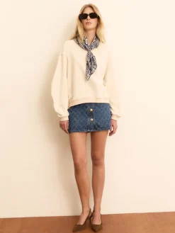 Felpa over con foulard stampato - BIANCO LANA