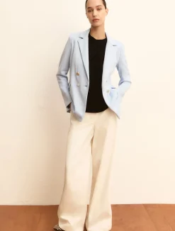 Giacca doppiopetto in jersey stretch - AZZURRO