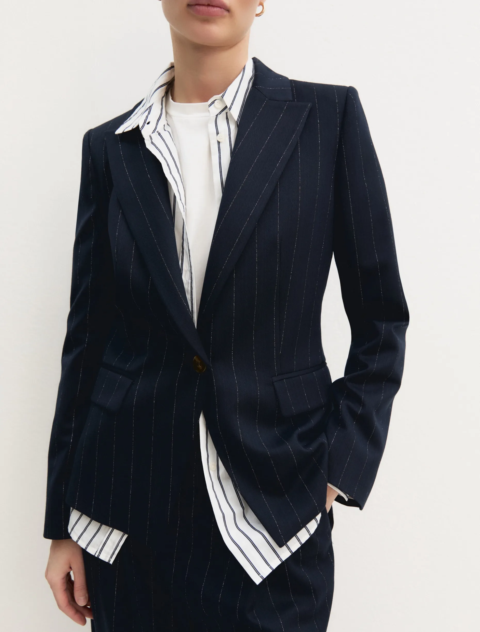 Giacca in gessato lamé - NAVY