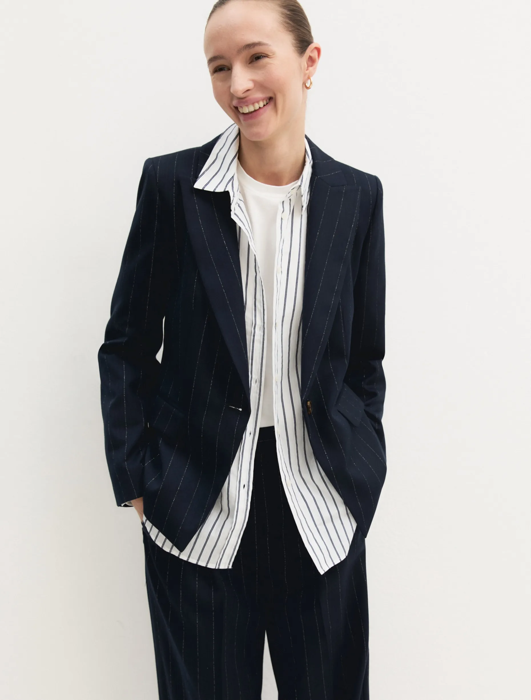 Giacca in gessato lamé - NAVY