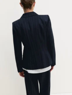 Giacca in gessato lamé - NAVY