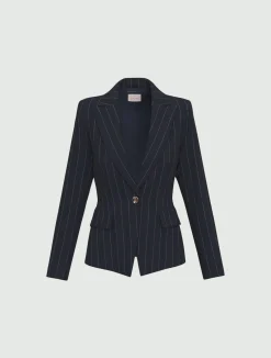 Giacca in gessato lamé - NAVY