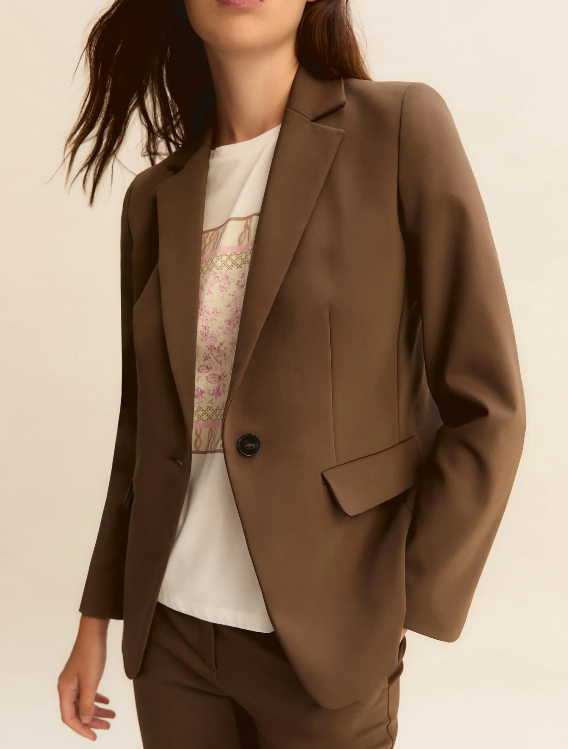Giacca in monopetto stretch - KAKI