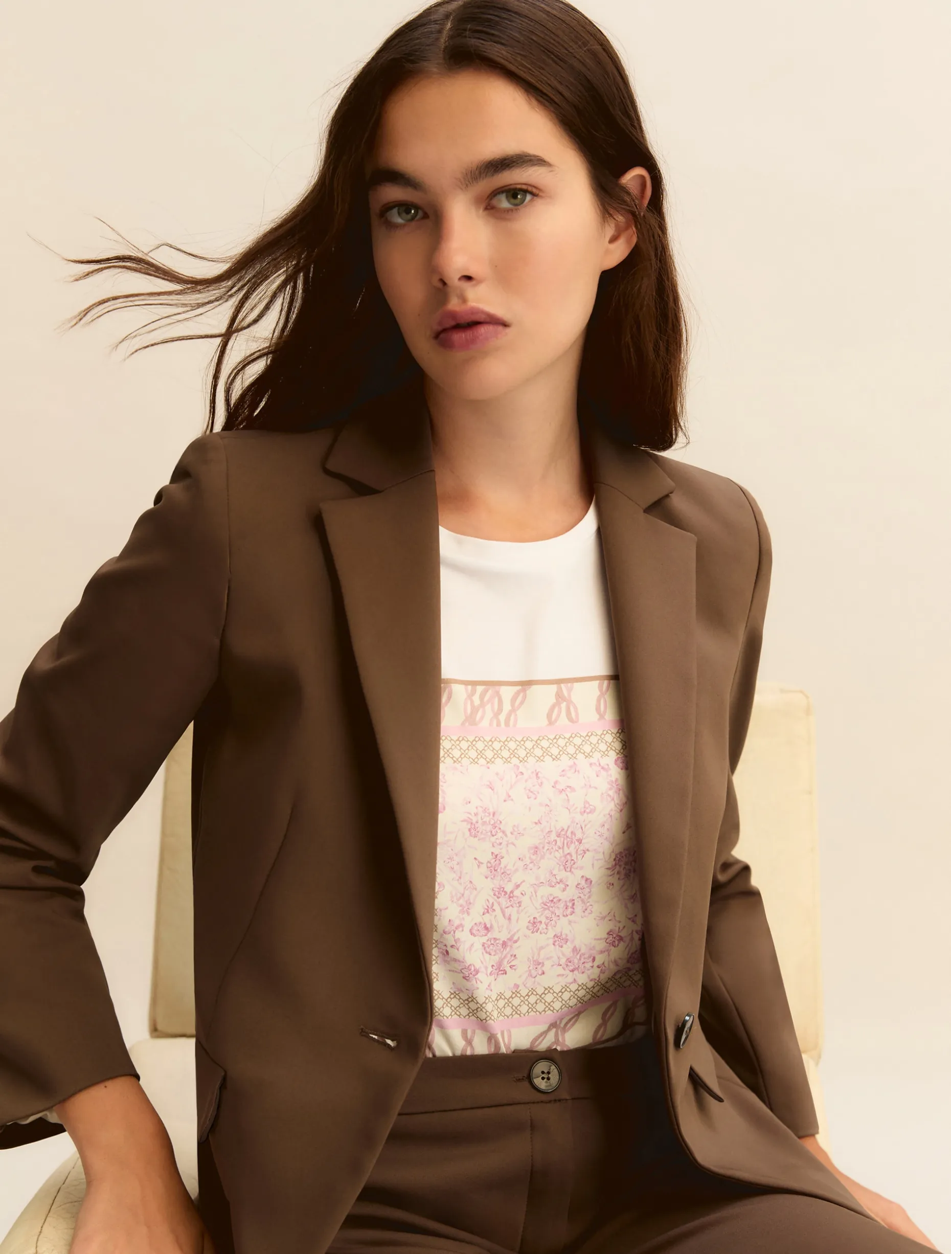 Giacca in monopetto stretch - KAKI
