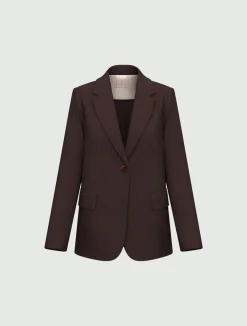 Giacca in twill di misto lino - TESTA DI MORO