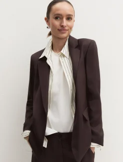 Giacca in twill di misto lino - TESTA DI MORO
