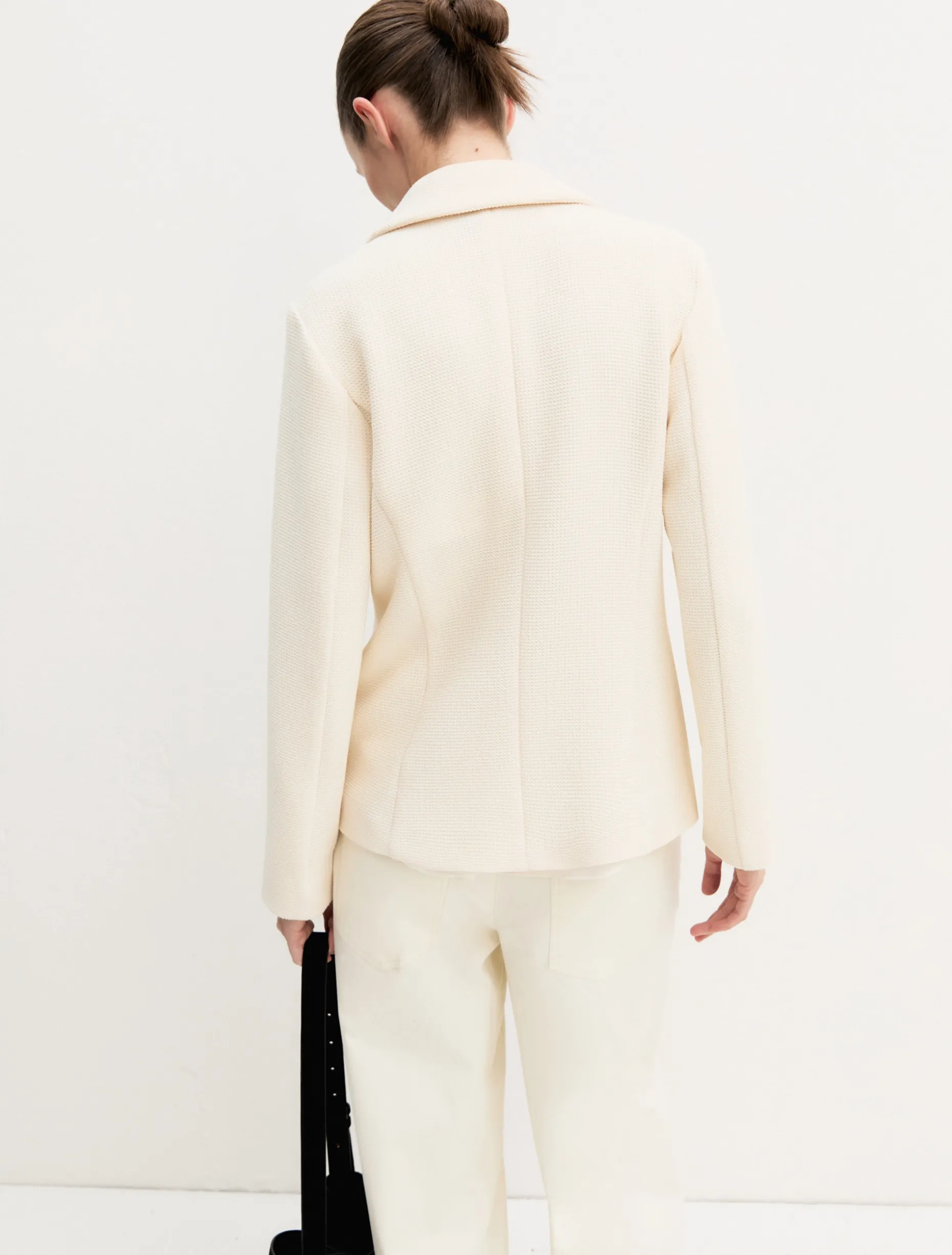 Giacca sfiancata in stuoia stretch - BIANCO LANA