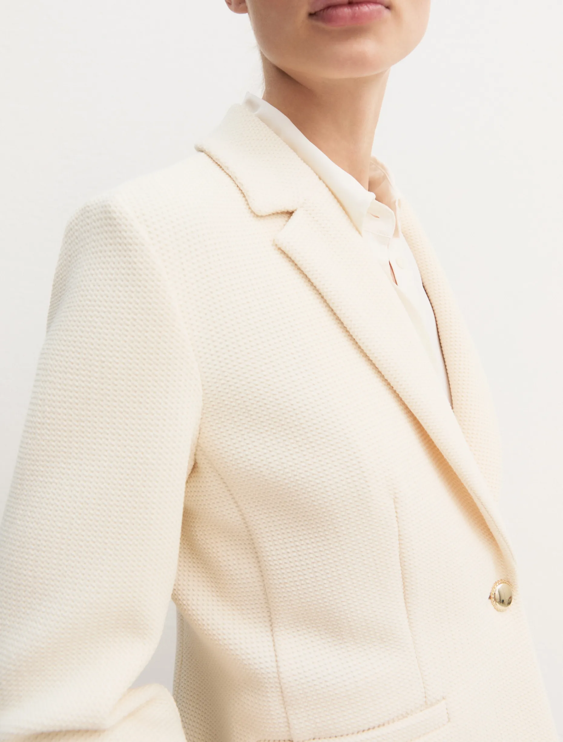 Giacca sfiancata in stuoia stretch - BIANCO LANA