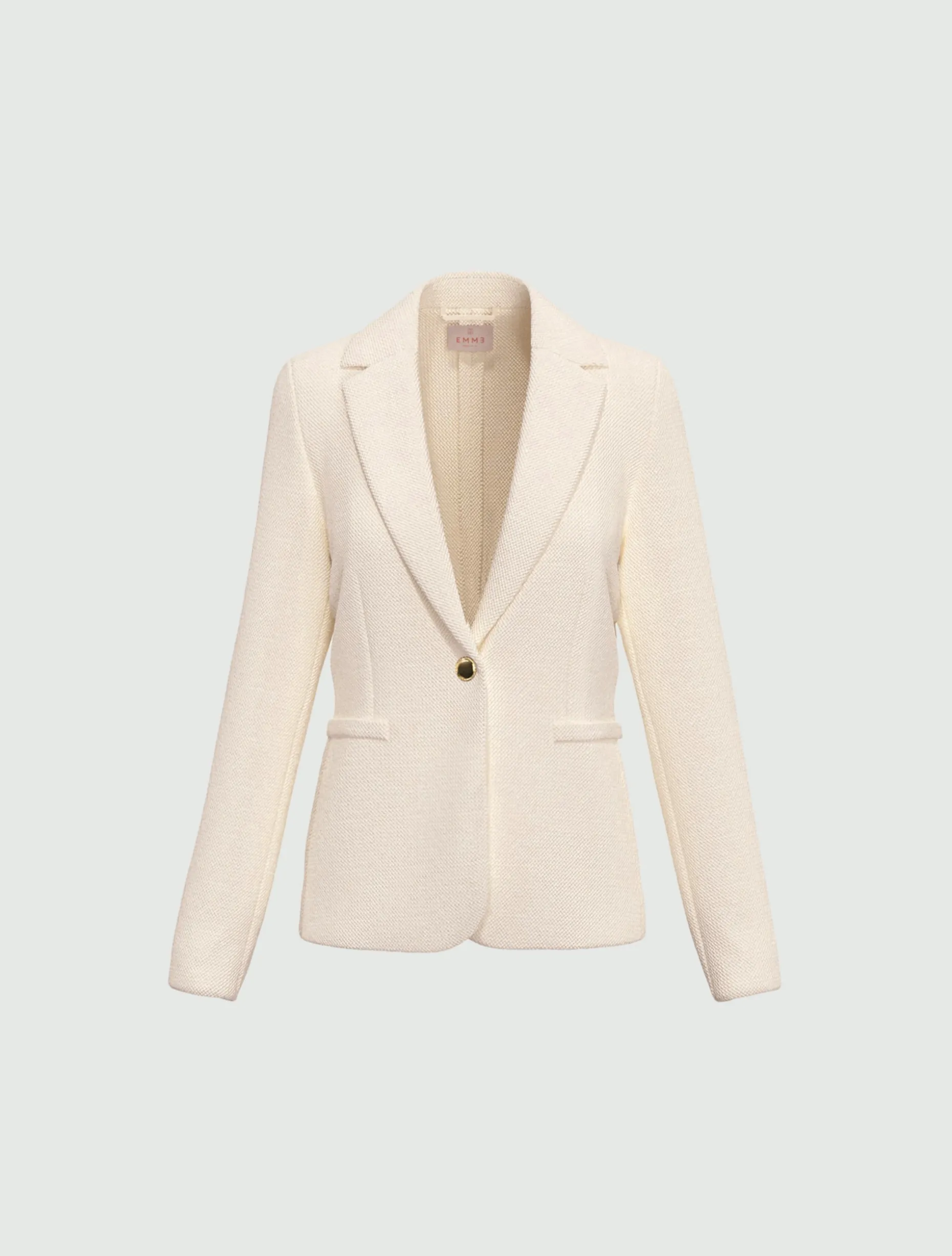 Giacca sfiancata in stuoia stretch - BIANCO LANA