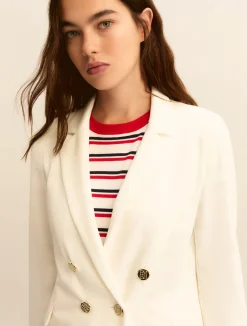Giacca doppiopetto in jersey stretch - BIANCO