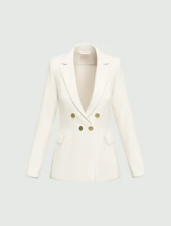 Giacca doppiopetto in jersey stretch - BIANCO