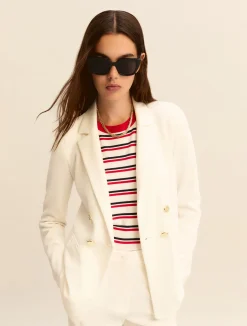 Giacca doppiopetto in jersey stretch - BIANCO