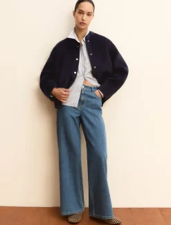 Giacca dritta in double - BLU