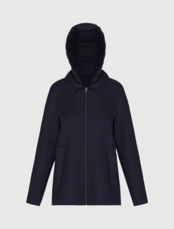 Giacca in jersey scuba con cappuccio rimovibile - BLU