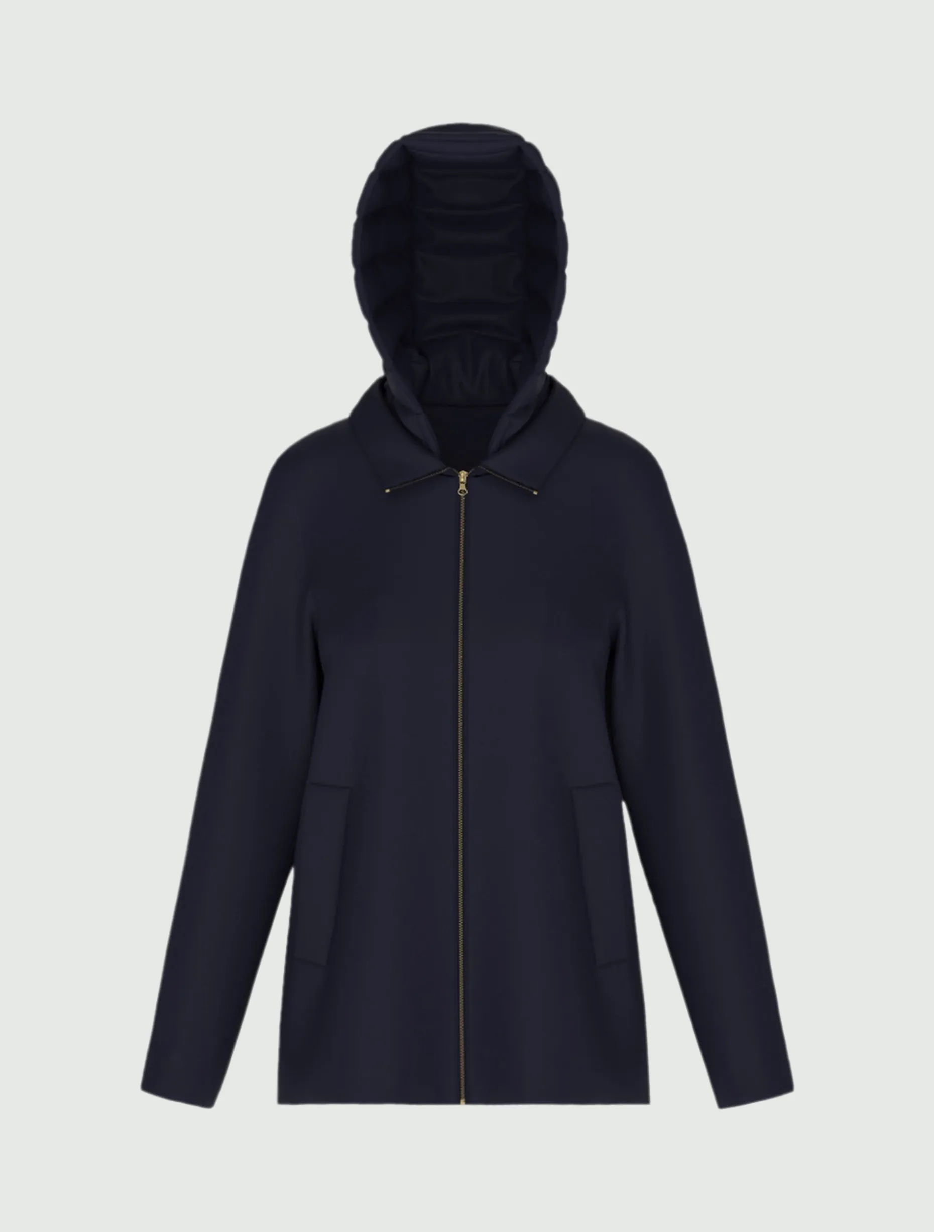 Giacca in jersey scuba con cappuccio rimovibile - BLU