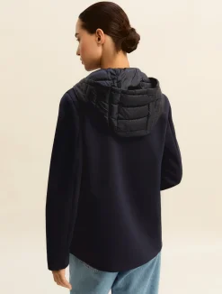Giacca in jersey scuba con cappuccio rimovibile - BLU