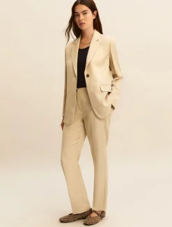 Giacca in twill di misto lino - BEIGE