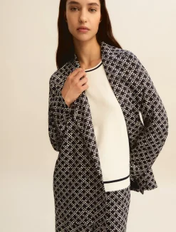 Giacca in twill stampato - BLU