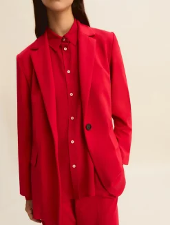Giacca monopetto in jersey stretch - ROSSO