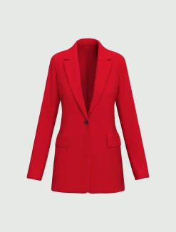 Giacca monopetto in jersey stretch - ROSSO
