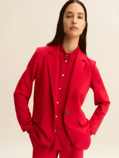 Giacca monopetto in jersey stretch - ROSSO