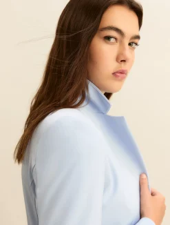 Giacca monopetto in twill stretch - AZZURRO