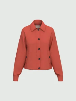 Giacchina in twill di misto lino - CILIEGIA
