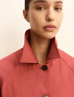 Giacchina in twill di misto lino - CILIEGIA