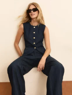 Gilet aderente in denim - BLU
