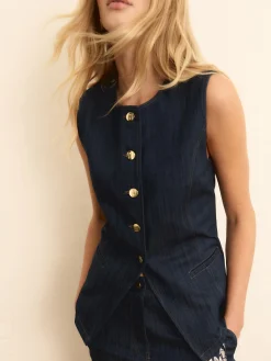 Gilet aderente in denim - BLU