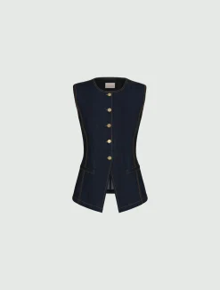 Gilet aderente in denim - BLU