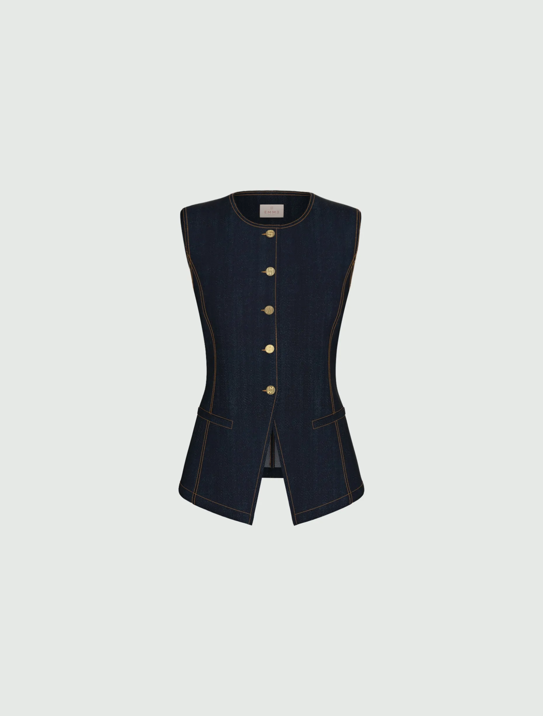 Gilet aderente in denim - BLU