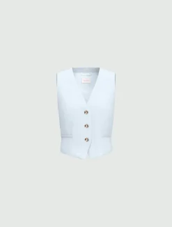 Gilet in lino - AZZURRO