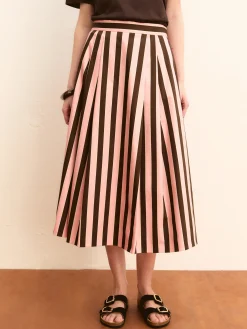 Gonna ampia in raso stretch - ROSA