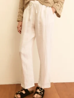 Jogger in tela di lino - BIANCO