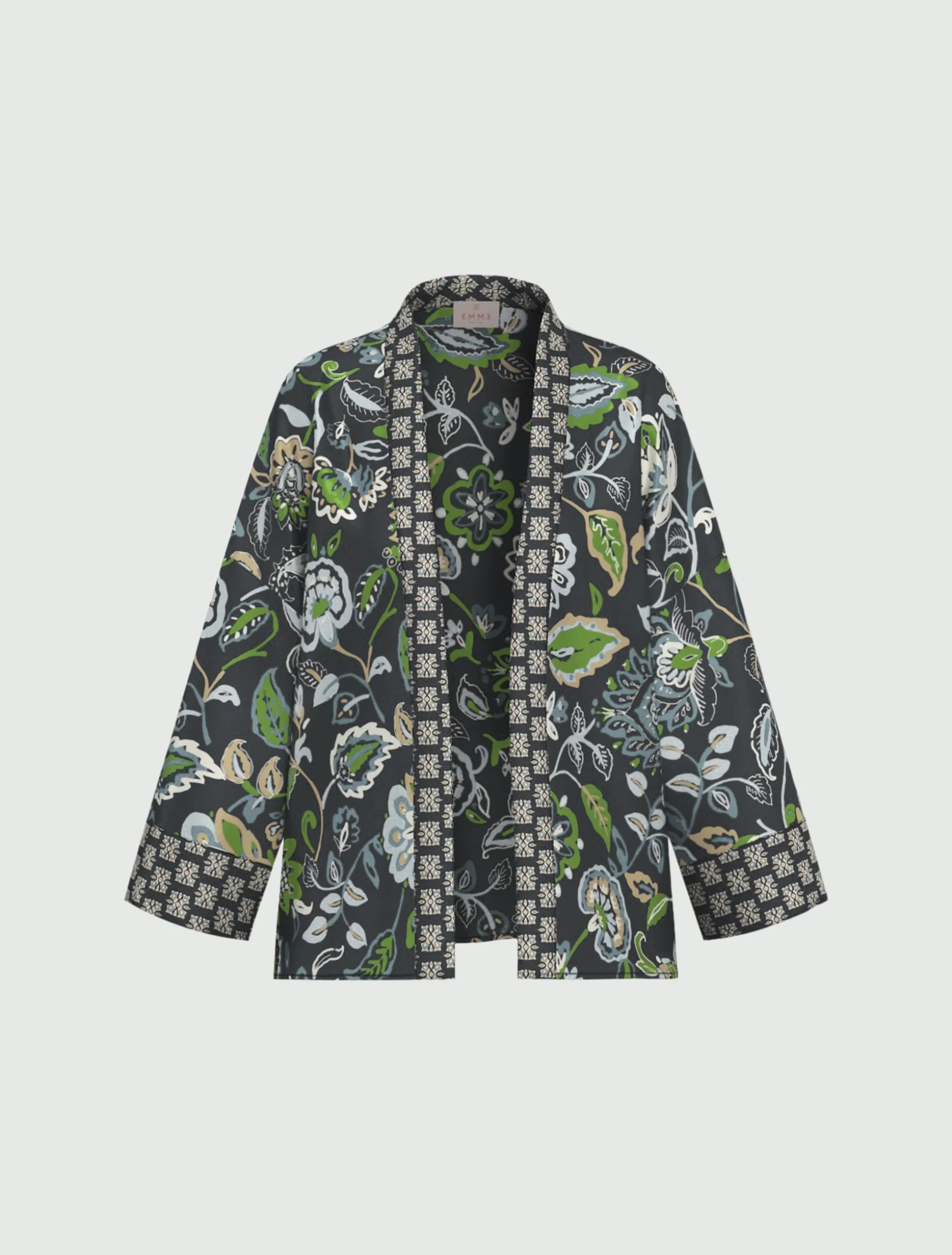 Kimono corto in twill stampato - BLU