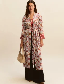 Kimono in twill stampato - CILIEGIA