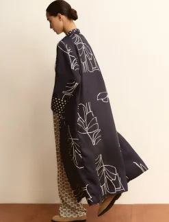Kimono in twill stampato - BLU