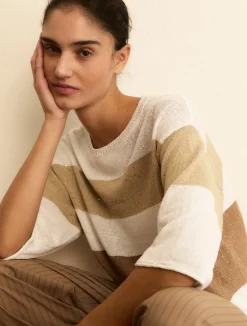 Maglia boxy in misto lino - BIANCO