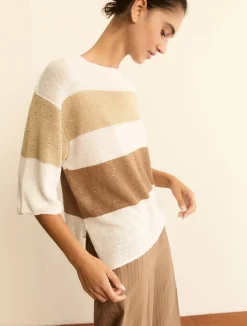 Maglia boxy in misto lino - BIANCO