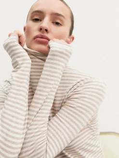 Maglia a lupetto in viscosa - BEIGE