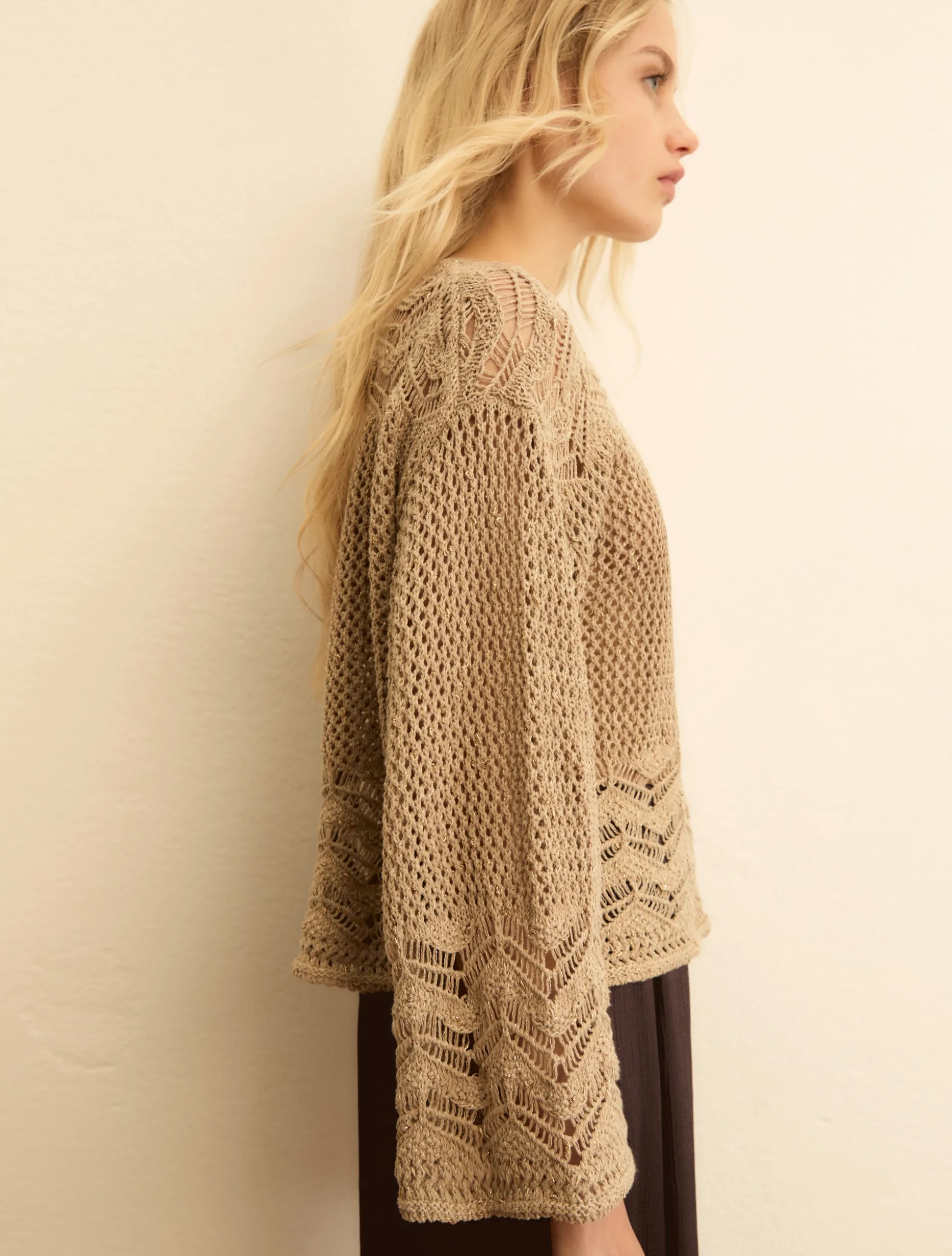 Maglia con lurex - CAMMELLO