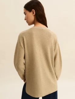 Maglia con lurex e micro paillette - BEIGE